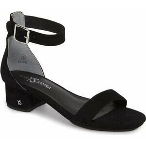 Yosi Samra Daniel Black Suede Leather Block Heel Sandals Women's Size 9M
